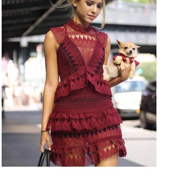 Self Portrait Teardrop Guipure Lace Mini Dress fits like a 6 - Picture 1 of 16